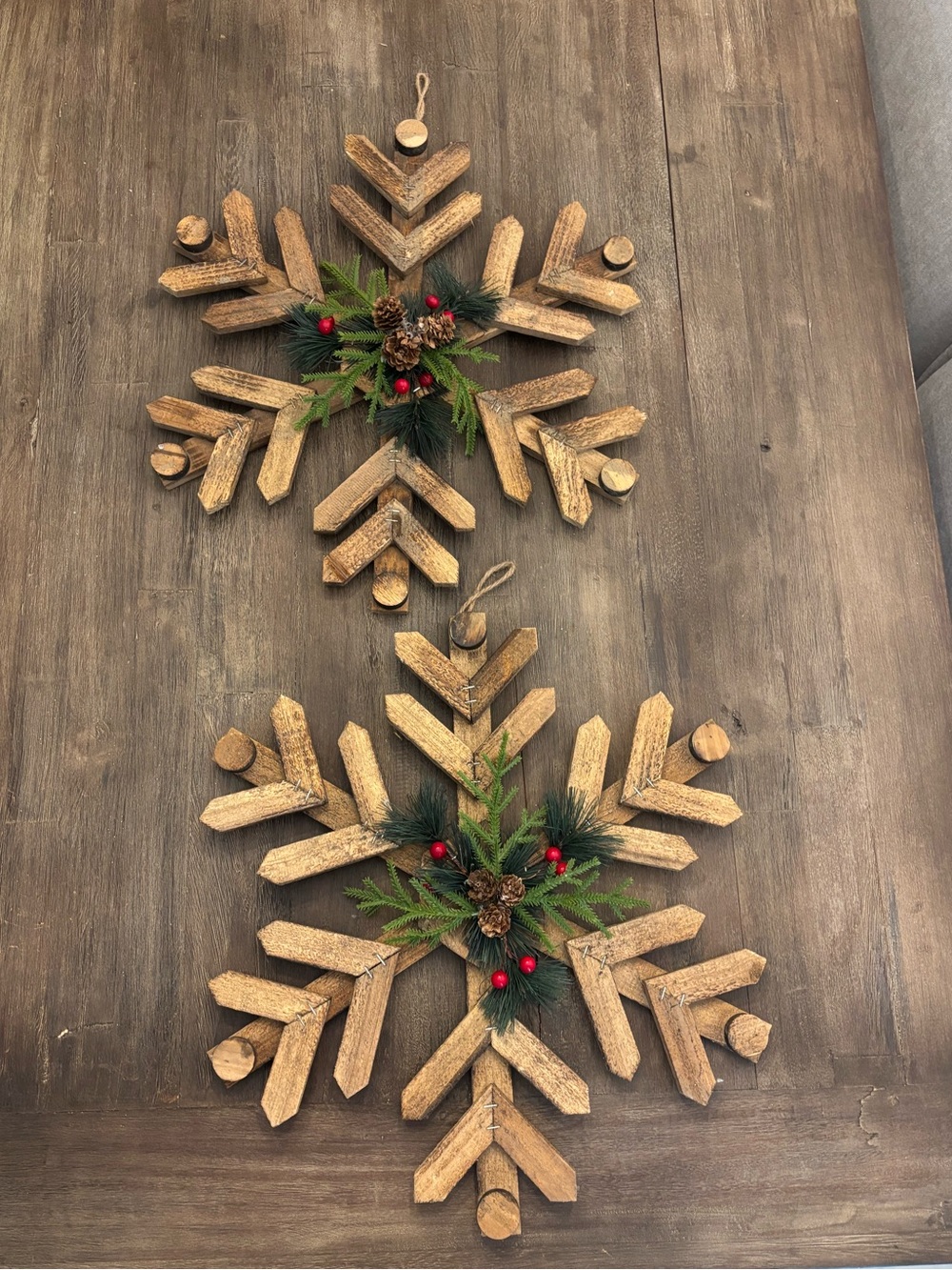 Wood Snowflakes - 14 inches - Set of 2